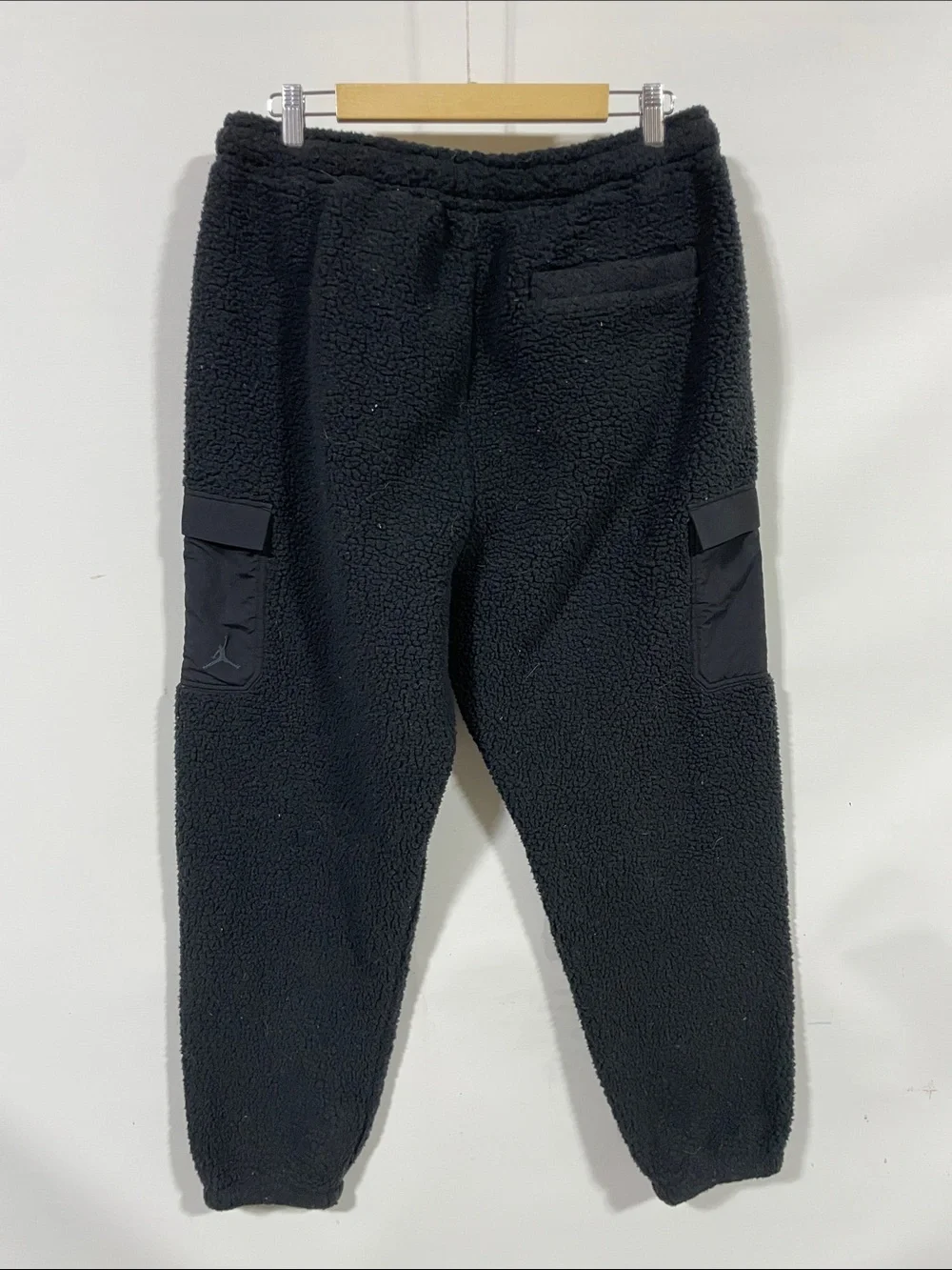 Jordan Black Sherpa Cargo Pants with Drawstring Waist